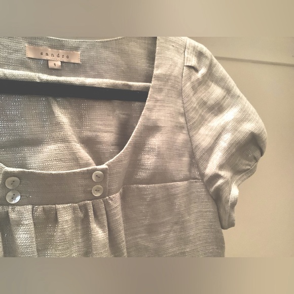 Sandro Paris 100% Silver Linen Evening Babydoll Dress, size 1 (2-6), worn once. - Picture 13 of 14